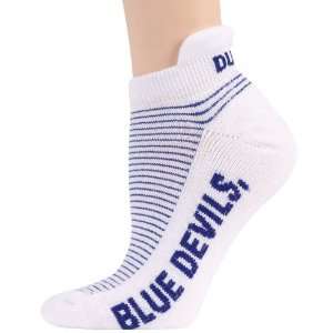   Devils Ladies White Duke Blue Striped Ankle Socks