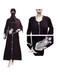 Ibaexports Dark Plum Zircon 3pcs Abaya Muslim Islamic Niqab Hijab 