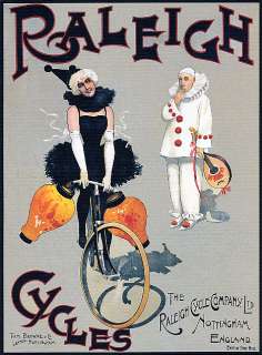 BICYCLE RALEIGH CYCLES ENGLAND NOTTINGHAM REPRO POSTER  
