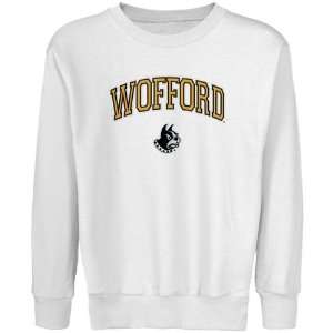  Wofford Terriers Youth White Logo Arch Applique Crew Neck 