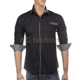 Korea Mens Casual Stylish Slim Fit Dress Shirt Button Up Collar T 