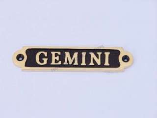 Solid Brass/black Gemini Sign 4 Nautical Sign  