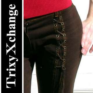 FRENCH PARIS BROWN CORSET FLARED PANTS Jeans Girls 25  