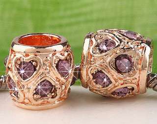 Rose Color Crystal Charm Bead Fit European Bracelet AC143 13