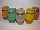 SET OF 5 VINTAGE RETRO COLORED SIESTA MUGS W/WOODEN HANDLES. NICE FOR 
