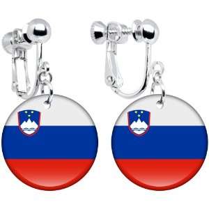  Slovenia Flag Clip on Earrings Jewelry