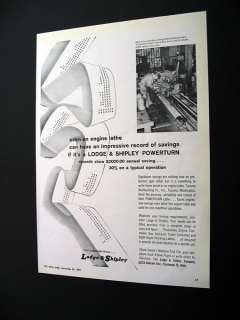 Lodge & Shipley Powerturn Engine Lathe 1959 print Ad  