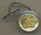 Gold/Silver Coin Tie/Hat Tac, Ethiopia 25 Cent Lion