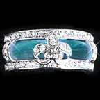 _TURQUOISE ENAMEL FLORAL CZ BAND RINGS_SZ 10  