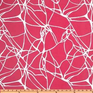  54 Wide Rayon Challis Abstract Lines Pink/White Fabric 