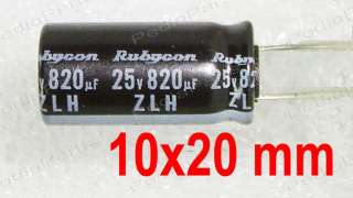 20pcs, 820uF 25V Rubycon Radial Electrolytic Capacitors  