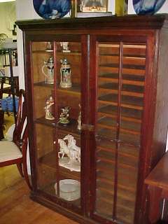 Antique Double Door Oak File Cabinet Bookcase  