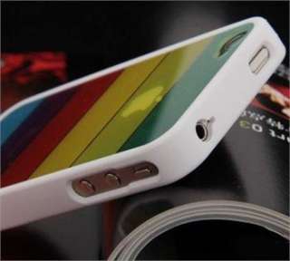 Rainbow White Colorful Clear Back TPU Case Cover Skin for All iPhone 4 