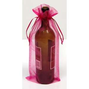  6 Fuchsia Organza Bags   Bottle/Wine Bags Gift Pouch, 6 x 