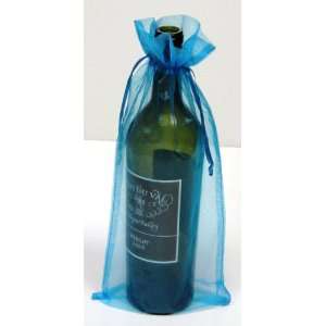  6 Turquoise Organza Bags   Bottle/Wine Bags Gift Pouch, 6 