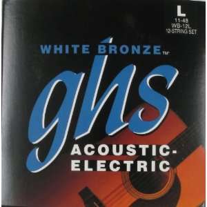 GHS Acoustic Guitar White Bronze Alloy 52 6 Strings Std. Light, .012 