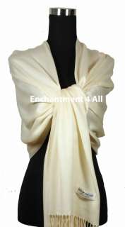   Pashmina Cashmere Women Bridal Large 80x28 Scarf Shawl Wrap XL, Ivory