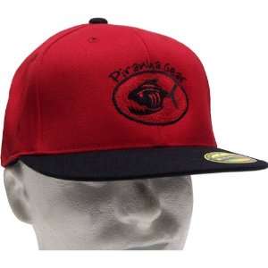 Piranha Gear Flat Bill / Trucker Baseball Hat   Red/Black 
