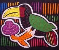 Kuna Tribe Toucan Parrot Mola Art Panama 3.51968  