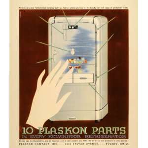 1937 Ad Plaskon Plastic Parts Kelvinator Refrigerator   Original Print 