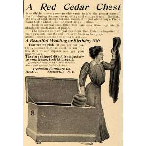  1906 Ad Piedmont Furniture Red Cedar Chest Fur Storage 