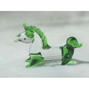  Collectibles Crystal Figurines Green Horse Sitting 