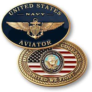USN NAVY GOLD WING AVIATOR MILITARY CHALLENGE COIN LOOK  