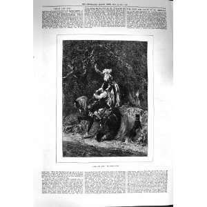   1874 Old Print Adam Eve Apple Tree Horses Comte Calix