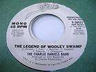 Rock Promo 45 THE CHARLIE DANIELS BAND The Legend Of Wo