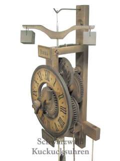 August Schwer Replica Clock Wooden Clock, One Handed Clock, Verge and 