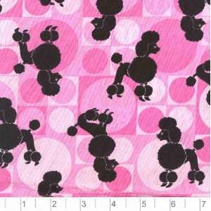  45 Wide Hip Critters Poodles Pink Fabric By The Yard 