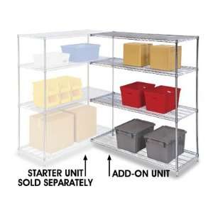  Adjustable Open Wire Shelving Add On Unit, 36 x 18 x 72 