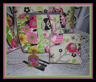 SITTIN IN A TREE OWLS CROSS BODY HIPSTER PURSE SET + cosmetic case 