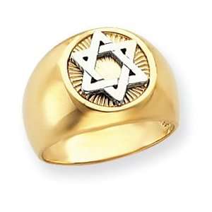  14k Two Tone Gold Star of David Mens Ring Jewelry