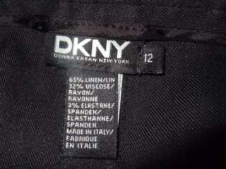 DKNY black linen cropped wide leg pants $245 nwt 12  