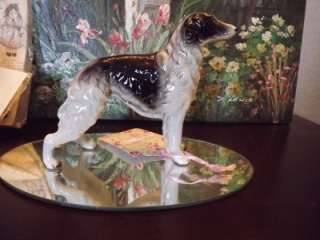 BORZOI Antique figurine, Russian Wolfhound dog, 7 X 5 1/2 tall, on 