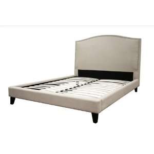  Wholesale Interiors Cream Fabric Queen Size Platform Bed 