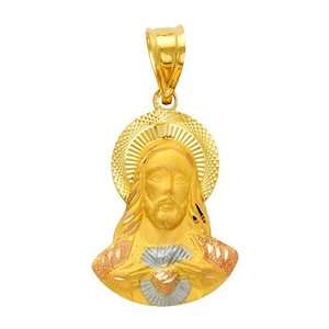   Gold Dia Cut Religious Jesus Stamp Charm Pendant The World Jewelry