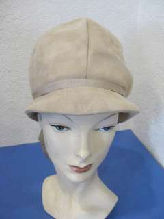 vtg 60s 70s Designer Taupe Suede Ladies Hat  