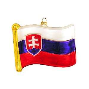  Slovak Republic Flag Glass Ornament