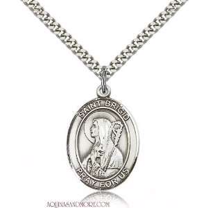  St. Brigid of Ireland Large Sterling Silver Medal Jewelry