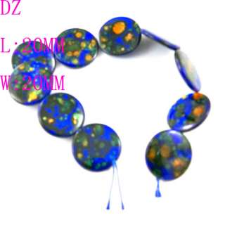Z4261 20mm blue Mother Of Pearl Shell Coin loose beads  
