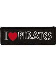 Black I Love Heart Pirates Name & Slogan Patch