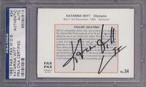1993 FAX PAX KATARINA WITT Signed Figure Skating Card PSA/DNA SLABBED 