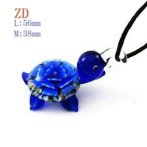 G4075 Fashion Blue Lampwork Glass Turtle flower Pendant  
