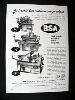 BSA Tools Ltd Single Spindle Automatic Screw Machine 1956 print Ad 