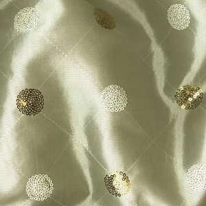  58 Wide Sequined Taffeta Ivory/Gold Fabric By The Yard 