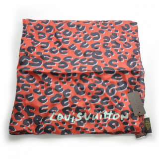 LOUIS VUITTON Silk Leopard Scarf Carre Rouge Red LV NEW  