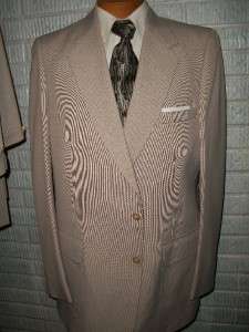 VINTAGE union made mens suit PALE brown spring viscose/poly blend 46L 