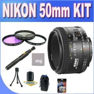 Nikon 50mm f/1.8D AF Nikkor Lens for Nikon Digital SLR Cameras + 3 